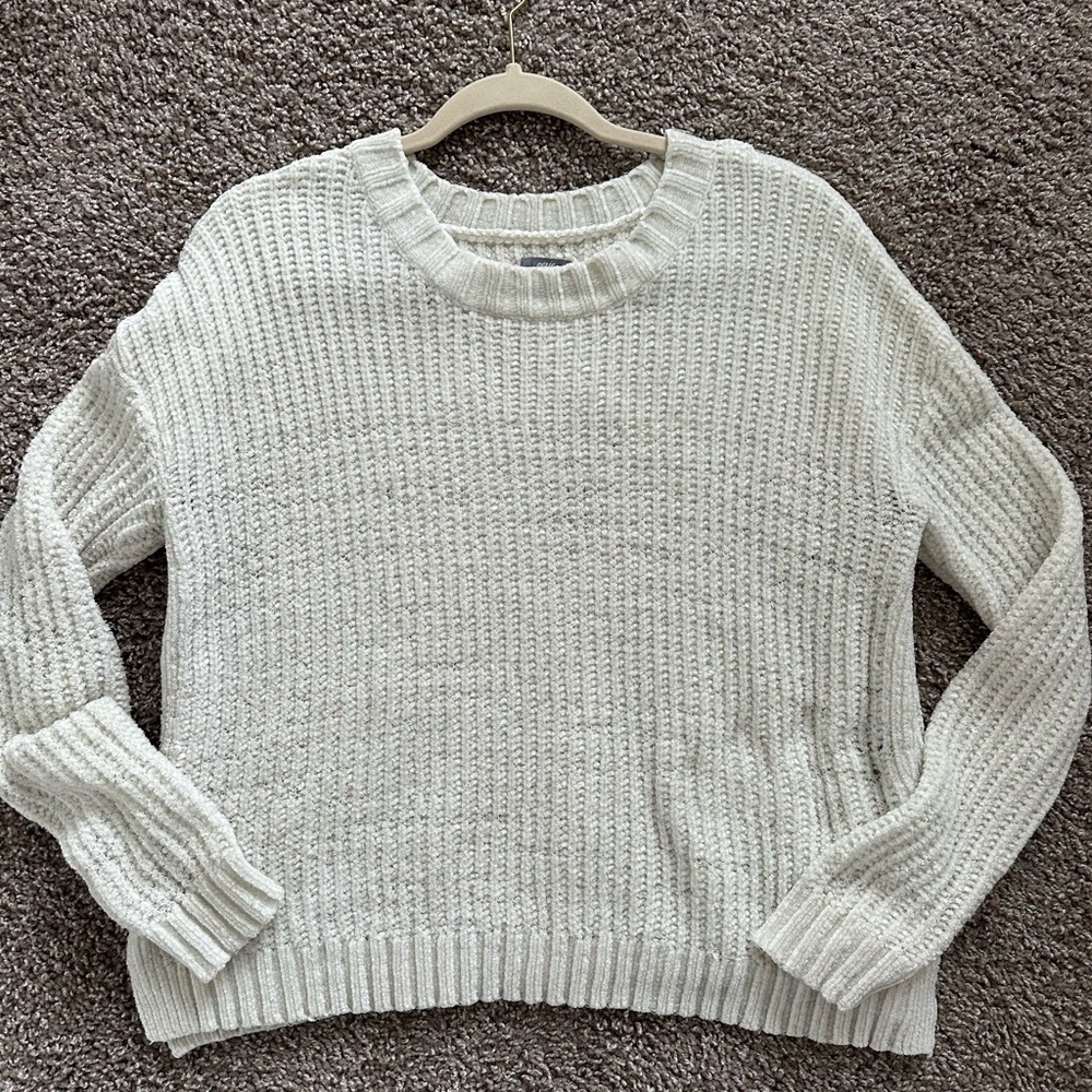 Aerie Chenille Cream Crew Neck Sweater
